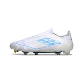 Adidas F50 Elite Laceless White and Light Blue Firm Ground FG Football Boot