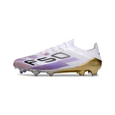 Adidas F50 Primeknit Elite White Purple and Gold Firm Ground FG Football Boot