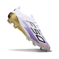 Adidas F50 Primeknit Elite White Purple and Gold Firm Ground FG Football Boot