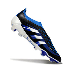 Adidas Predator 25 Elite Laceless Black White and Blue Firm Ground FG Football Boot