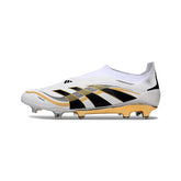 Adidas Predator 25 Elite Laceless White and Gold Firm Ground FG Football Boot