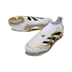 Adidas Predator 25 Elite Laceless White and Gold Firm Ground FG Football Boot