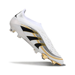 Adidas Predator 25 Elite Laceless White and Gold Firm Ground FG Football Boot