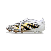 Adidas Predator 25 Elite Tongue White Gold and Black Firm Ground FG Football Boot