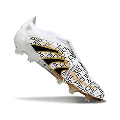 Adidas Predator 25 Elite Tongue White Gold and Black Firm Ground FG Football Boot