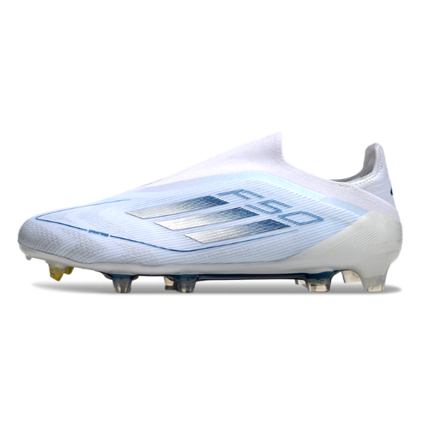 Adidas F50 Elite Laceless White and Blue Firm Ground FG Football