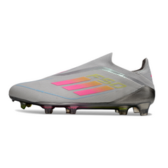 Adidas F50 Elite Laceless Gray Pink and Yellow Firm Ground FG Football Boot