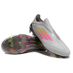 Adidas F50 Elite Laceless Gray Pink and Yellow Firm Ground FG Football Boot