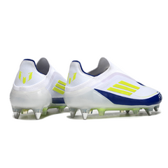 Adidas F50 Elite Laceless White Blue and Green Mixed Studs SG Kids Football Boot