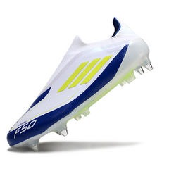 Adidas F50 Elite Laceless White Blue and Green Mixed Studs SG Kids Football Boot