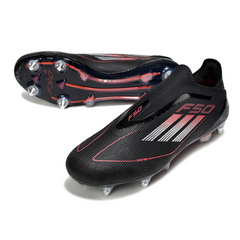 Adidas F50 Elite Laceless Black White and Red Mixed Studs SG Football Boot
