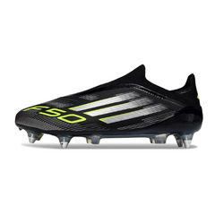 Adidas F50 Elite Lace Less Black White and Green Mixed Studs SG Football Boot