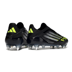 Adidas F50 Elite Lace Less Black White and Green Mixed Studs SG Football Boot