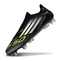 Adidas F50 Elite Lace Less Black White and Green Mixed Studs SG Football Boot
