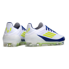 Adidas F50 Primeknit Elite White Blue and Yellow Firm Ground FG Football Boot