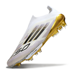 Adidas F50+ Elite Laceless White Black and Gold Firm Ground FG Football Boot