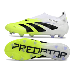 Adidas Predator 25 Elite Laceless White and Light Green Firm Ground FG Football Boot