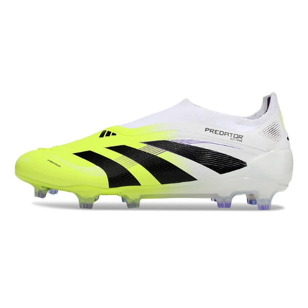 Adidas Predator 25 Elite Laceless White and Light Green Firm