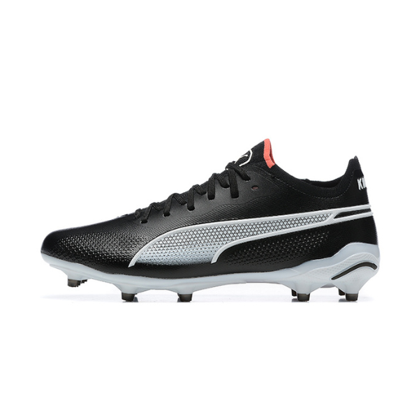 Chuteira Campo Puma King Ultimate FG Preta, Branca e Laranja - VENI Futebol