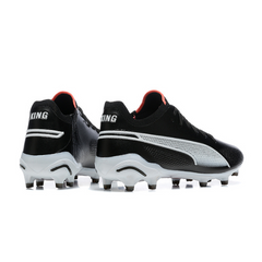 Chuteira Campo Puma King Ultimate FG Preta, Branca e Laranja - VENI Futebol