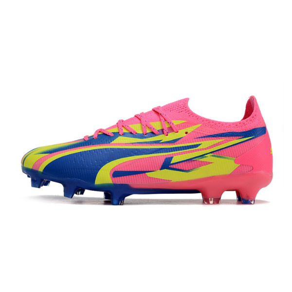 Chuteira Campo Puma Ultra Ultimate FG Rosa e Amarela - VENI Futebol