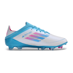 Chuteira Infantil Campo Adidas F50 Elite FG Azul,Branca e Rosa - VENI Futebol