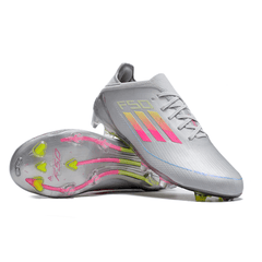 Chuteira Infantil Campo Adidas F50 Elite FG Branca, Rosa e Amarela - VENI Futebol