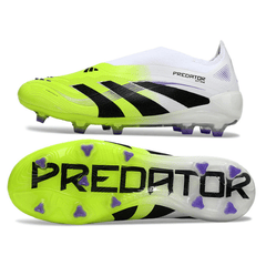 Adidas Predator 25 Elite Laceless White and Green Firm Ground FG Kids Football Boot