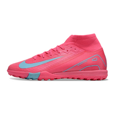 Nike Zoom Mercurial Superfly 10 Elite Pink and Blue Turf TF Kids Football Boot