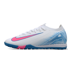 Nike Zoom Mercurial Vapor 16 Elite White Light Blue and Pink Turf TF Football Boot