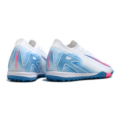 Nike Zoom Mercurial Vapor 16 Elite White Light Blue and Pink Turf TF Football Boot