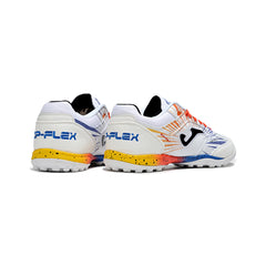 Joma Top Flex White Orange and Blue Turf TF Football Boot