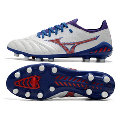 Mizuno Morelia Neo III Pro White Blue and Red Firm Ground FG Football Boot