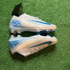 Nike Air Zoom Mercurial Vapor 16 Elite White and Light Blue Firm Ground FG Kids Football Boot Size 38 Eur