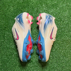 Nike Air Zoom Mercurial Vapor 16 Elite White Blue and Pink Firm Ground FG Kids Football Boot Size 38 Eur