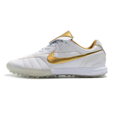 Nike Tiempo 7 R10 Elite White and Golden Turf TF Football Boot