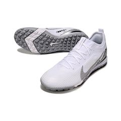 Nike Zoom Mercurial Vapor 16 Pro White and Silver Vini Kids Turf TF Football Boot