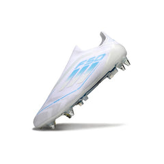 Adidas F50 Elite Laceless White and Light Blue Mixed Studs SG Football Boot