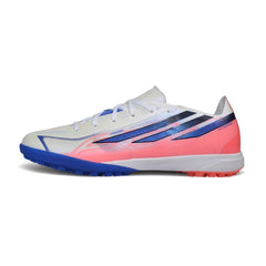 Adidas F50 Hyperfast Elite Whitem Blue and Orange Turf TF Football Boot