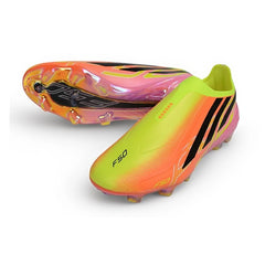 Adidas F50 Hyperfast Laceless Elite Light Green and Orange Firm Ground FG Football Boot