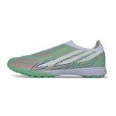 Adidas F50 Hyperfast Laceless Elite Light Green and White Turf TF Kids Football Boot