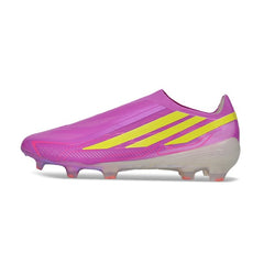 Adidas F50 Hyperfast Laceless Elite Pink and Yellow Firm Ground FG Football Boot