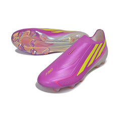 Adidas F50 Hyperfast Laceless Elite Pink and Yellow Firm Ground FG Football Boot