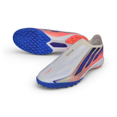 Adidas F50 Hyperfast Laceless Elite Pink, White and Blue Turf TF Football Boot