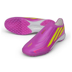 Adidas F50 Hyperfast Laceless Elite Purple and Yellow Turf TF Football Boot