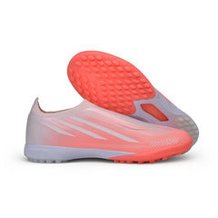 Adidas F50 Hyperfast Laceless Elite Salmon Pink and White Turf TF Kids Football Boot