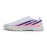 Adidas F50 Hyperfast Laceless Elite White, Pink and Purple Turf TF Football Boot