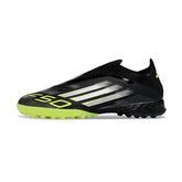 Adidas F50 Laceless Elite Black and Green Turf TF Football Boot
