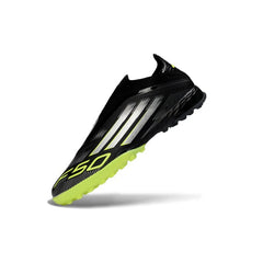 Adidas F50 Laceless Elite Black and Green Turf TF Football Boot