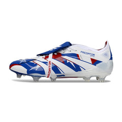 Adidas Predator 25 Elite White, Blue and Red Firm Ground FG Football Boot